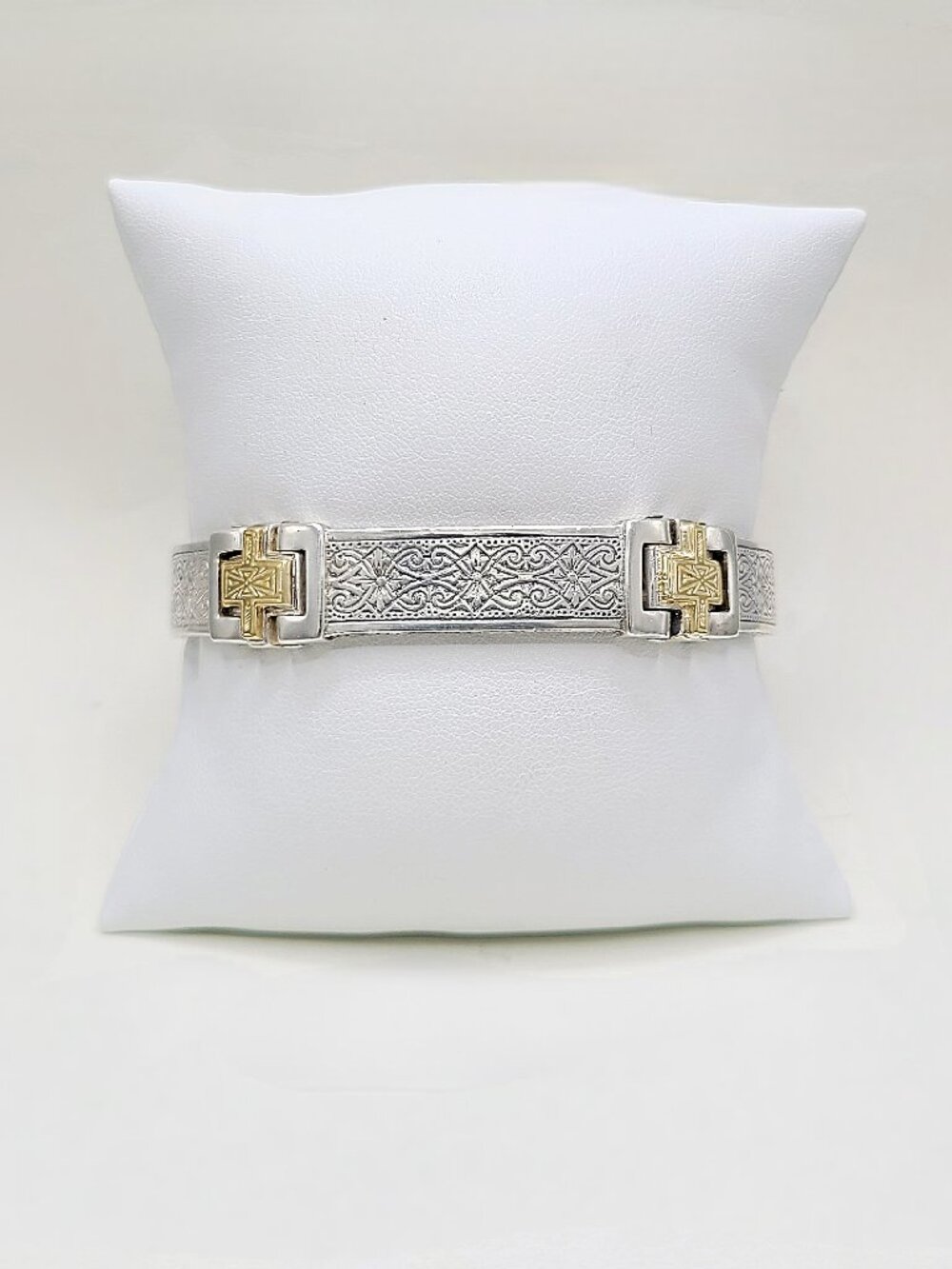 Konstantino Cross Station Link Bracelet in Sterling Silver w/ 18K Yellow Gold